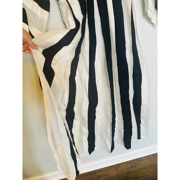 ADAM LIPPES COLLECTIVE Black White Striped Kimono Stripe Sleeve Dress Size 8 - Picture 8 of 9
